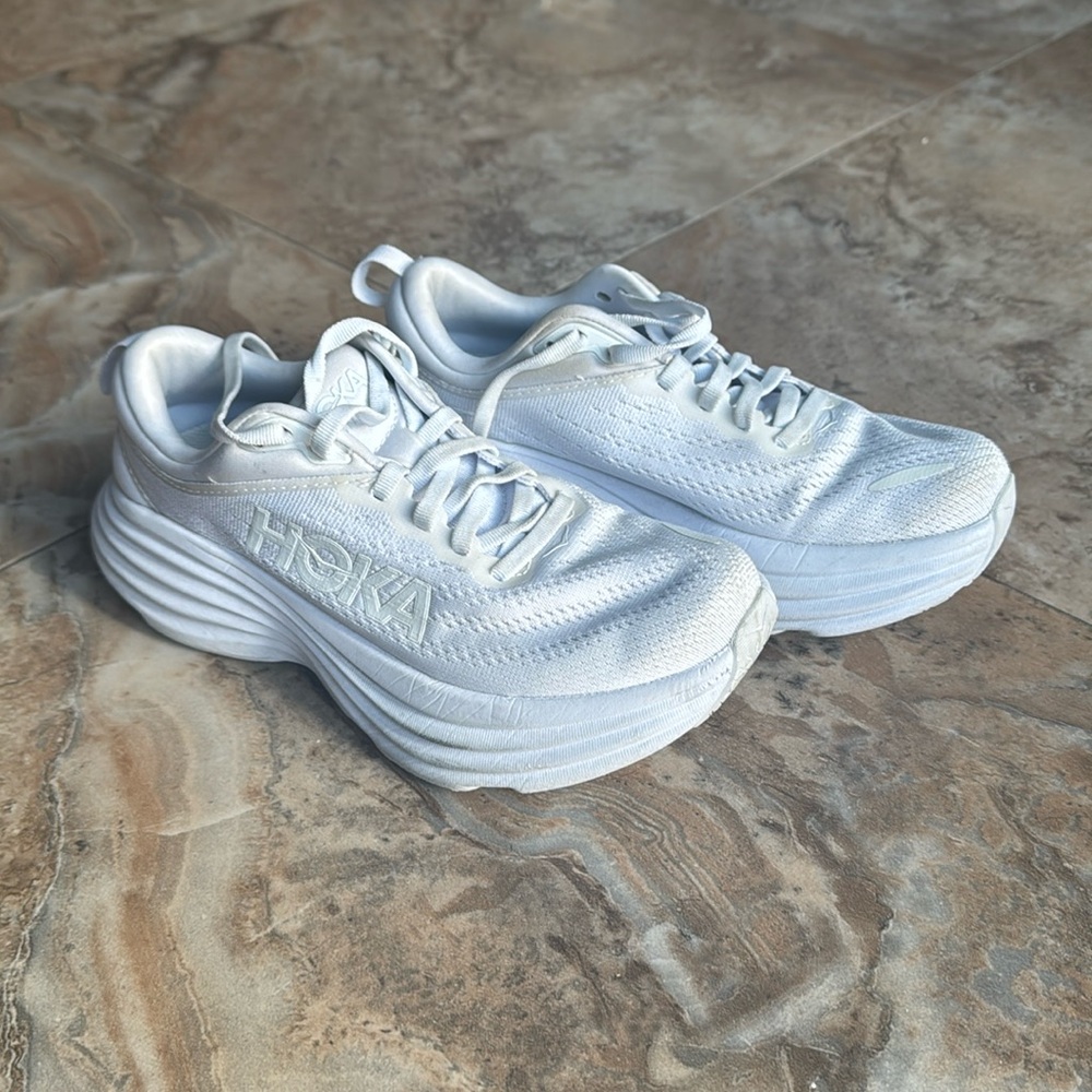 Hoka Bondi 8 white sneakers size 5.5